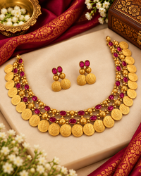 Traditional Gold Coin Temple Choker Set