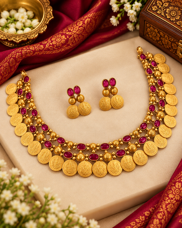 Traditional Gold Coin Temple Choker Set
