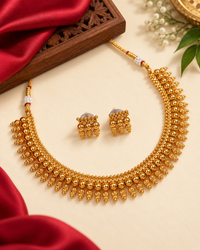 Traditional Gold-Plated Matte Finish Temple Choker Set