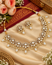 Kundan & Polki Choker Necklace Set with Matching Earrings