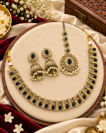 Traditional Stone Choker & Jhumka Jewelry Set