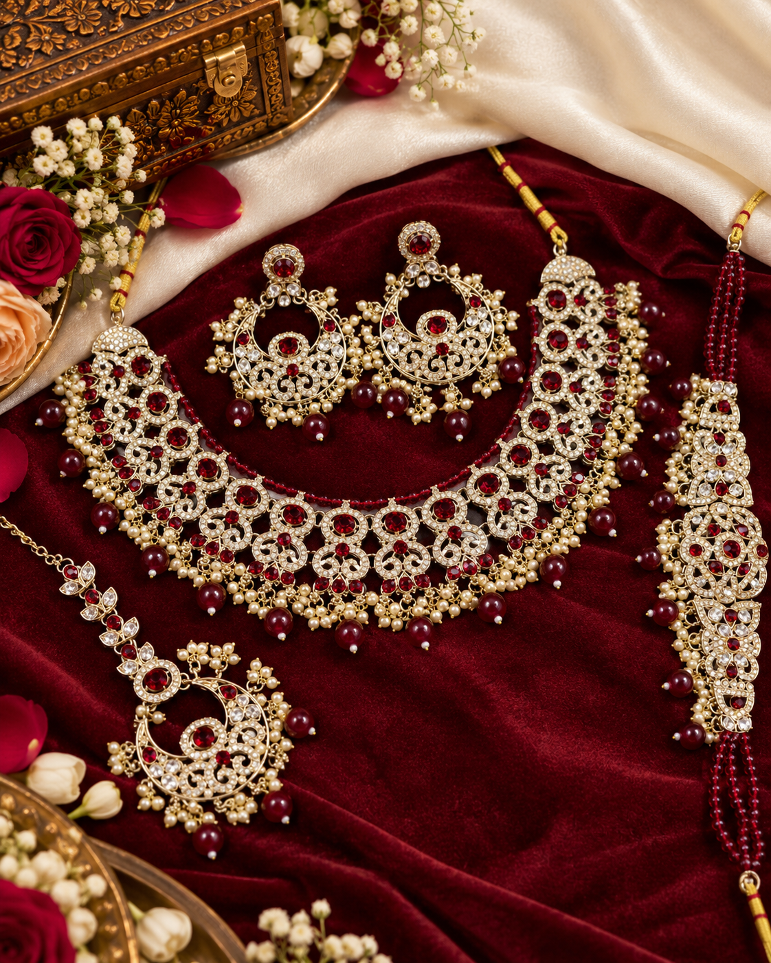 Royal Antique Gold Zircon Bridal Jewelry Set