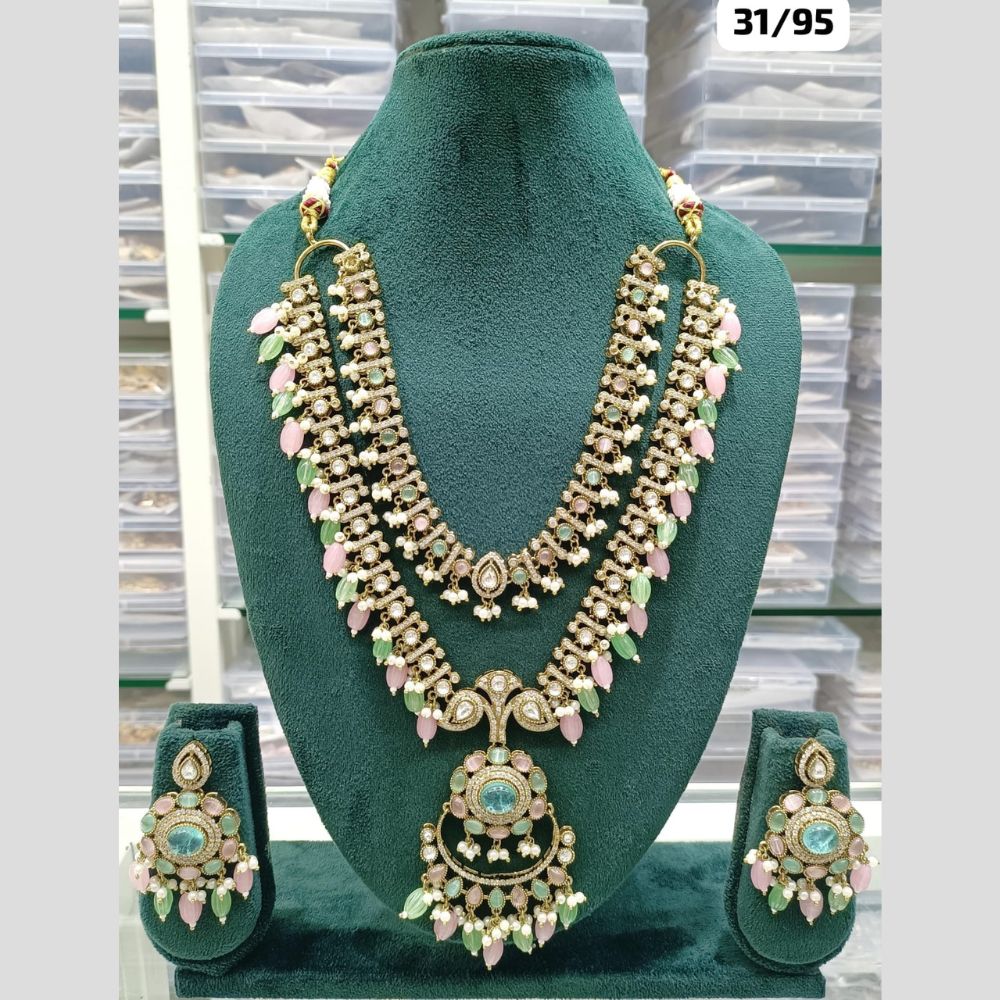 Fashionable Latest Stylish Drop And Kundan Necklace Set For Women & Girls