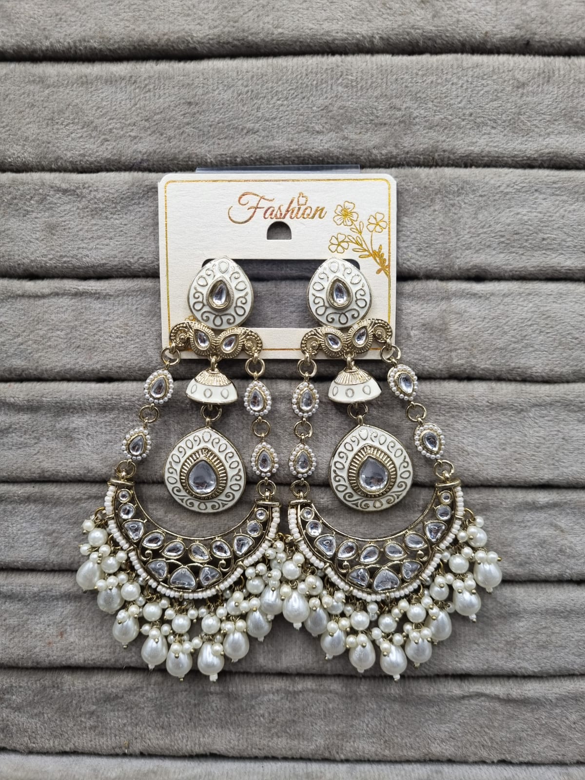 Handcrafted Meenakari & Pearl Bahubali Earrings