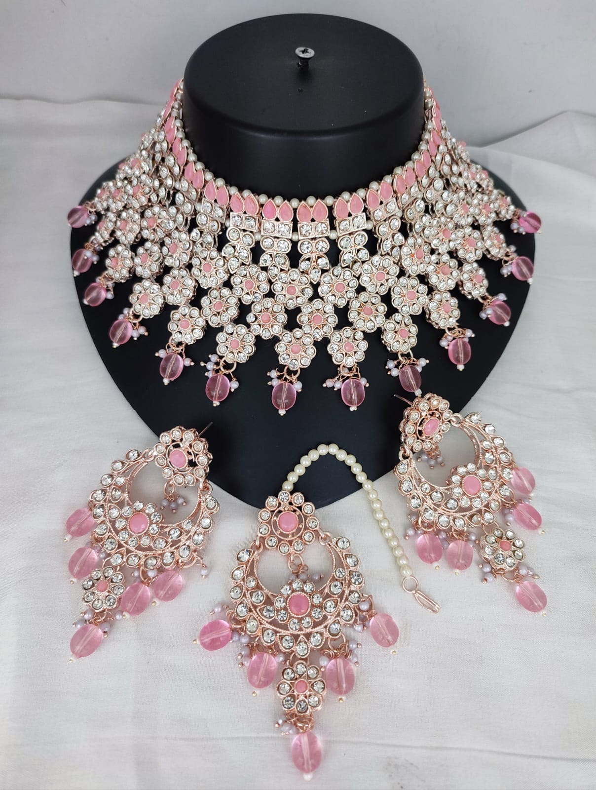 Fashion Rose Gold Plated Choker Jewellery Set