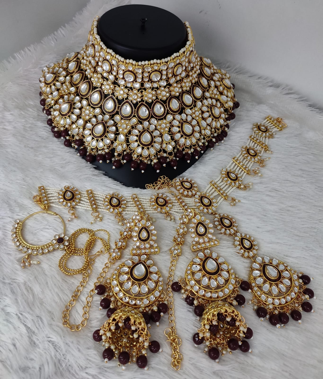 Gold Plated Kundan Stone Bridal Set