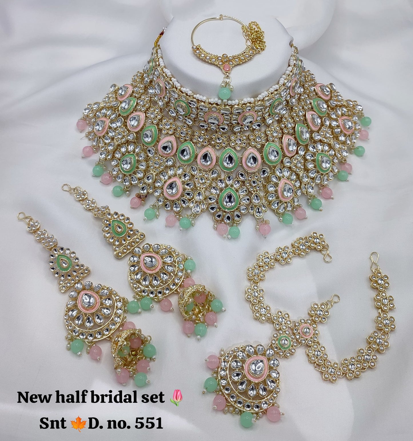 Meenakari Bridal Choker Set Jewellery With Matching Sheeshphool & Earring