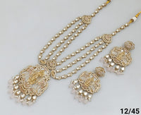 Traditional Three-Strand Antique Finish CZ Jewelry Set with Intricate Detailing