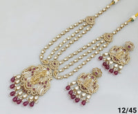 Traditional Three-Strand Antique Finish CZ Jewelry Set with Intricate Detailing