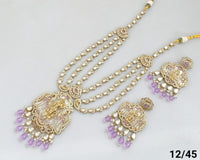 Traditional Three-Strand Antique Finish CZ Jewelry Set with Intricate Detailing