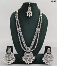 Long CZ Necklace Set with Earrings – Layered Traditional Jewelry for Special Occasions