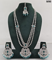 Long CZ Necklace Set with Earrings – Layered Traditional Jewelry for Special Occasions