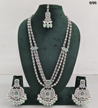 Long CZ Necklace Set with Earrings – Layered Traditional Jewelry for Special Occasions