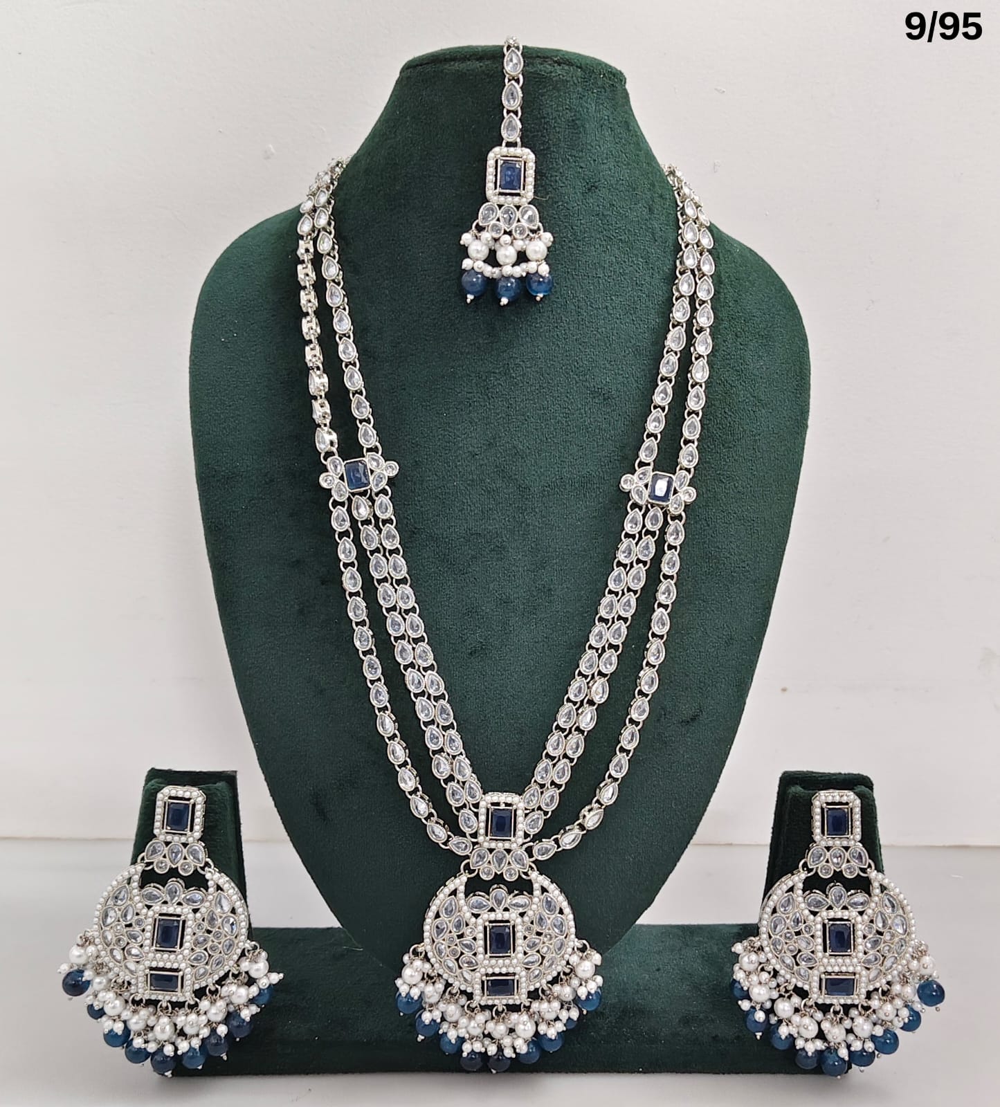 Long CZ Necklace Set with Earrings – Layered Traditional Jewelry for Special Occasions