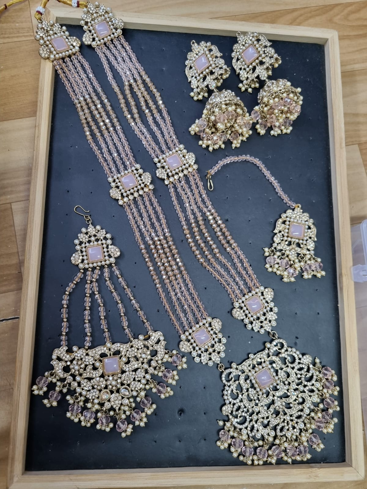 Traditional Gold Pletad Long Necklace Set 5-Piece For Woman & Girls