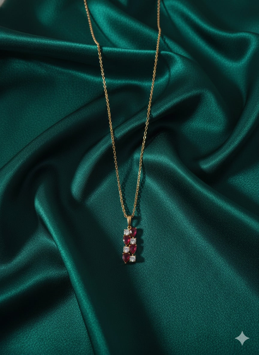 Gold Plated Crystal Pendant Necklace Chain For Woman & Girls