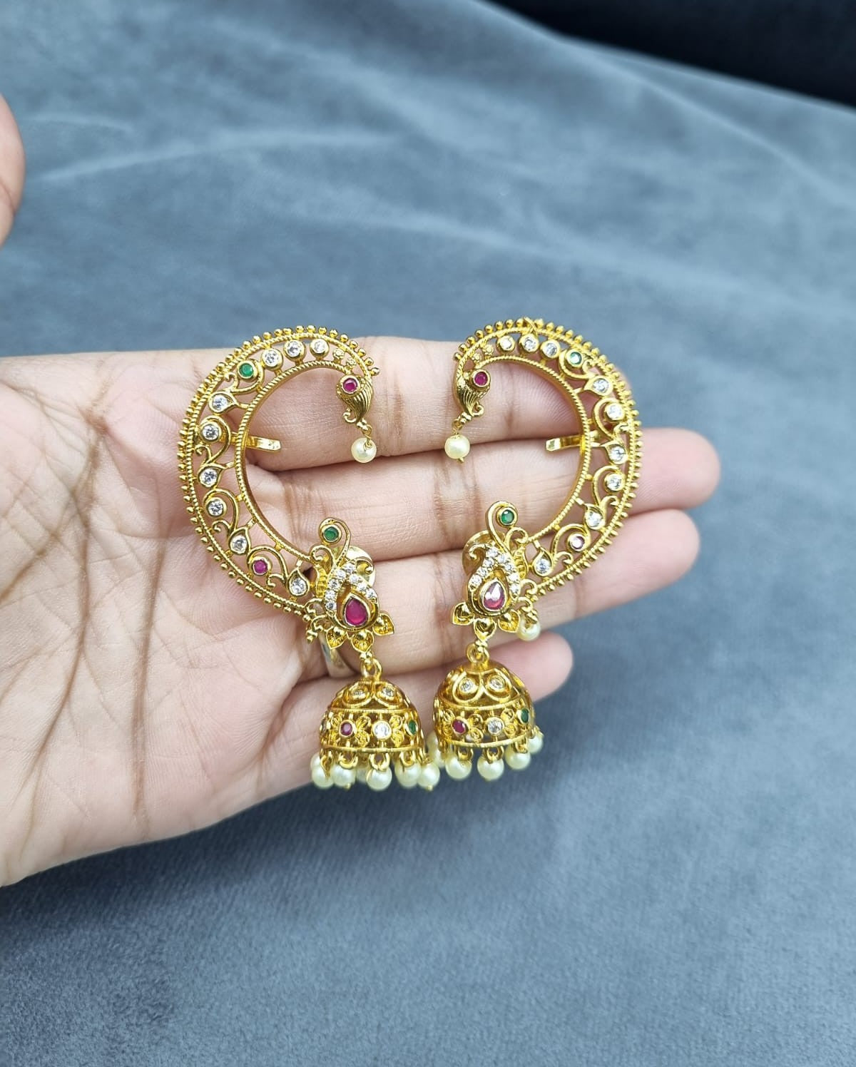 Ear Cuffs with Jhumka Drops