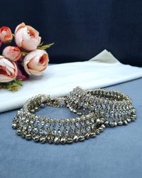 Bridal Stone-Studded Payal with Hanging Bells
