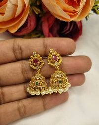 Traditional Pearl Drop Filigree Jhumka Earrings
