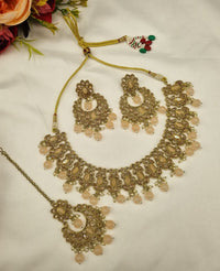 Antique Floral Choker Necklace Set with Matching Chandbalis & Tikka