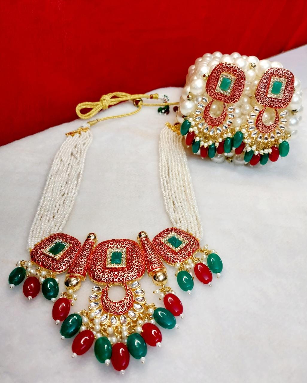 Multi-Strand Seed Pearl Necklace Set
