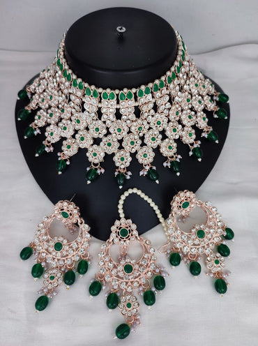 Fashion Rose Gold Plated Choker Jewellery Set