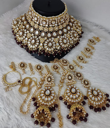 Wedding Bridal Choker Jewellery Set teardrop Necklace Matching 6-Piece