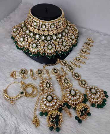 Gold Plated Kundan Stone Bridal Set