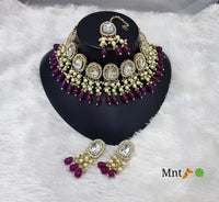 Wine Beads & Pearl Clusters Jewellery Set