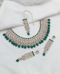 Maroon Stone & White Crystal Bridal Jewellery Set