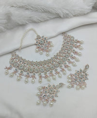 Purple & White Stone Bridal Choker Set