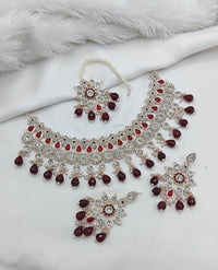 Purple & White Stone Bridal Choker Set