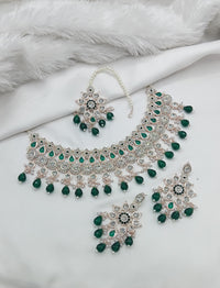 Purple & White Stone Bridal Choker Set