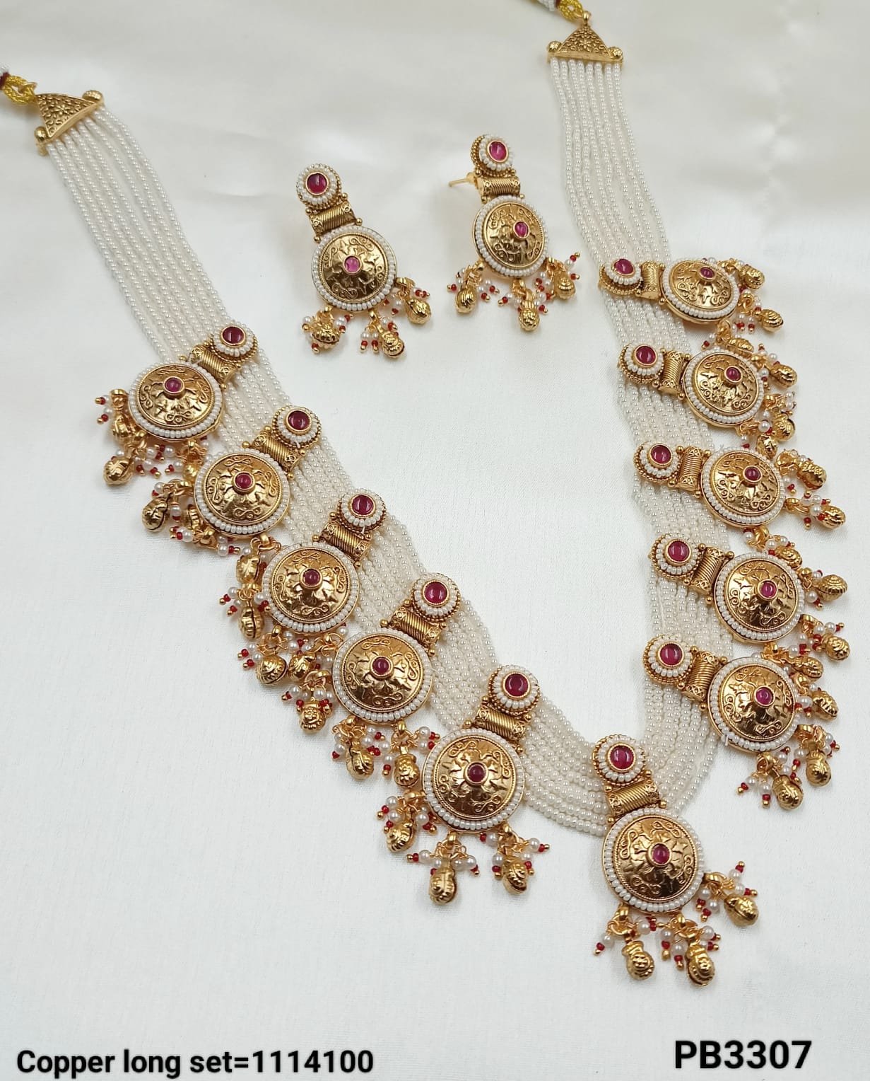 Elegant Rajwadi Long Necklace Set – Traditional Craftsmanship with Intricate Detailing