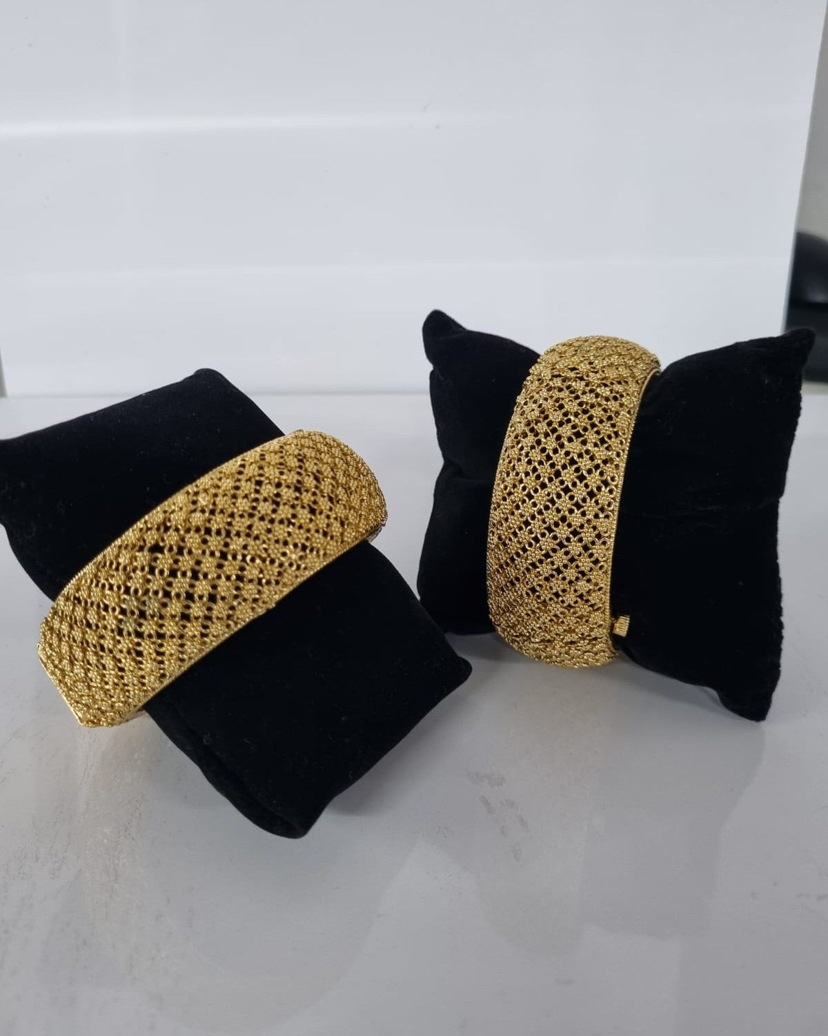Copper Wide Gold-Tone Mesh Work Kada