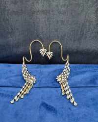 Radiant Marquise Crystal Ear Cuffs Gold Plated Statement Drop Earrings