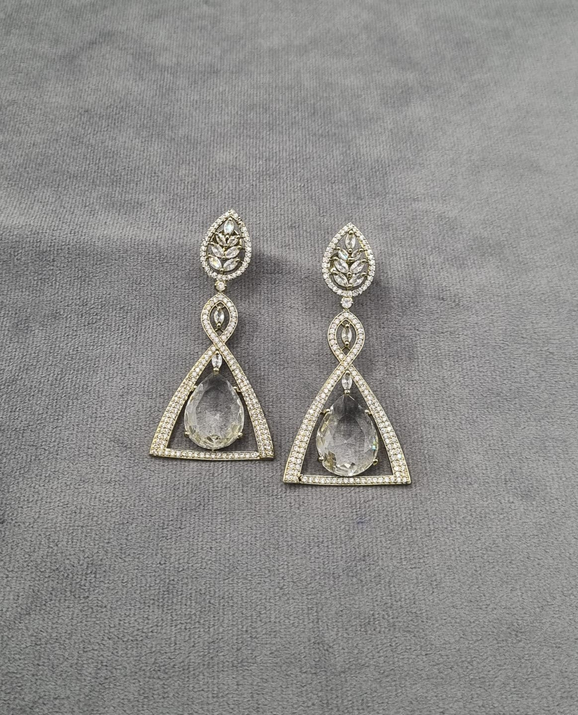 American Diamond Chandelier Drop Earrings For Woman