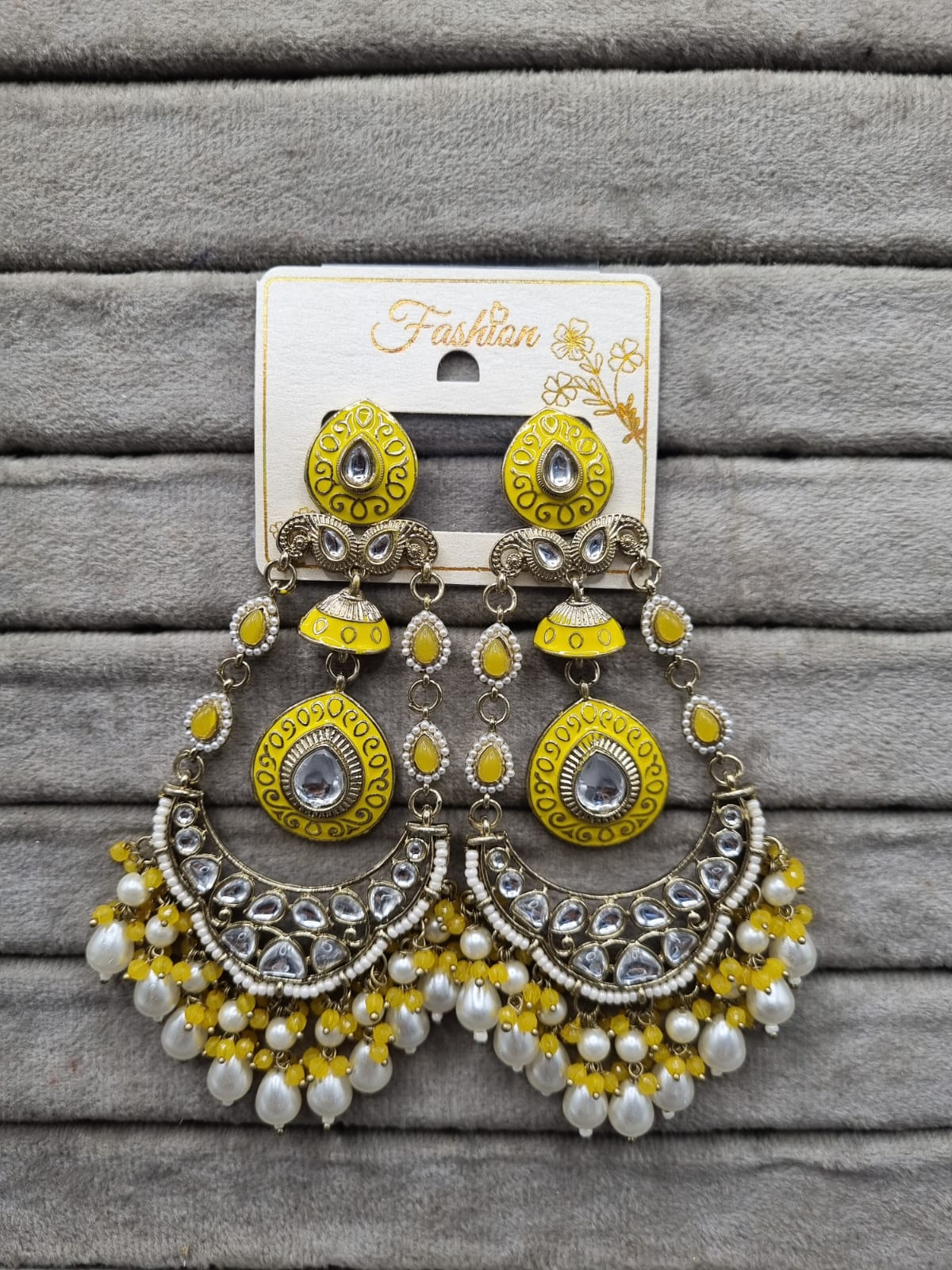 Handcrafted Meenakari & Pearl Bahubali Earrings