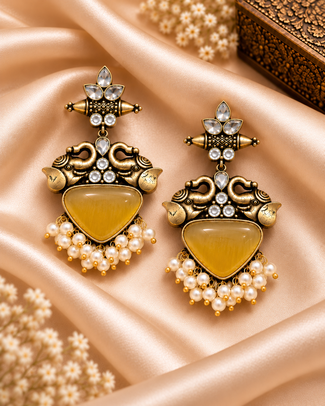 Handcrafted Elephant Motif Drop Earrings