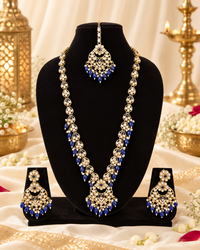 Blush Petal Long Bridal Necklace Set