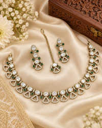 Modern Indian Choker Jewelry Set with Earrings & Tikka