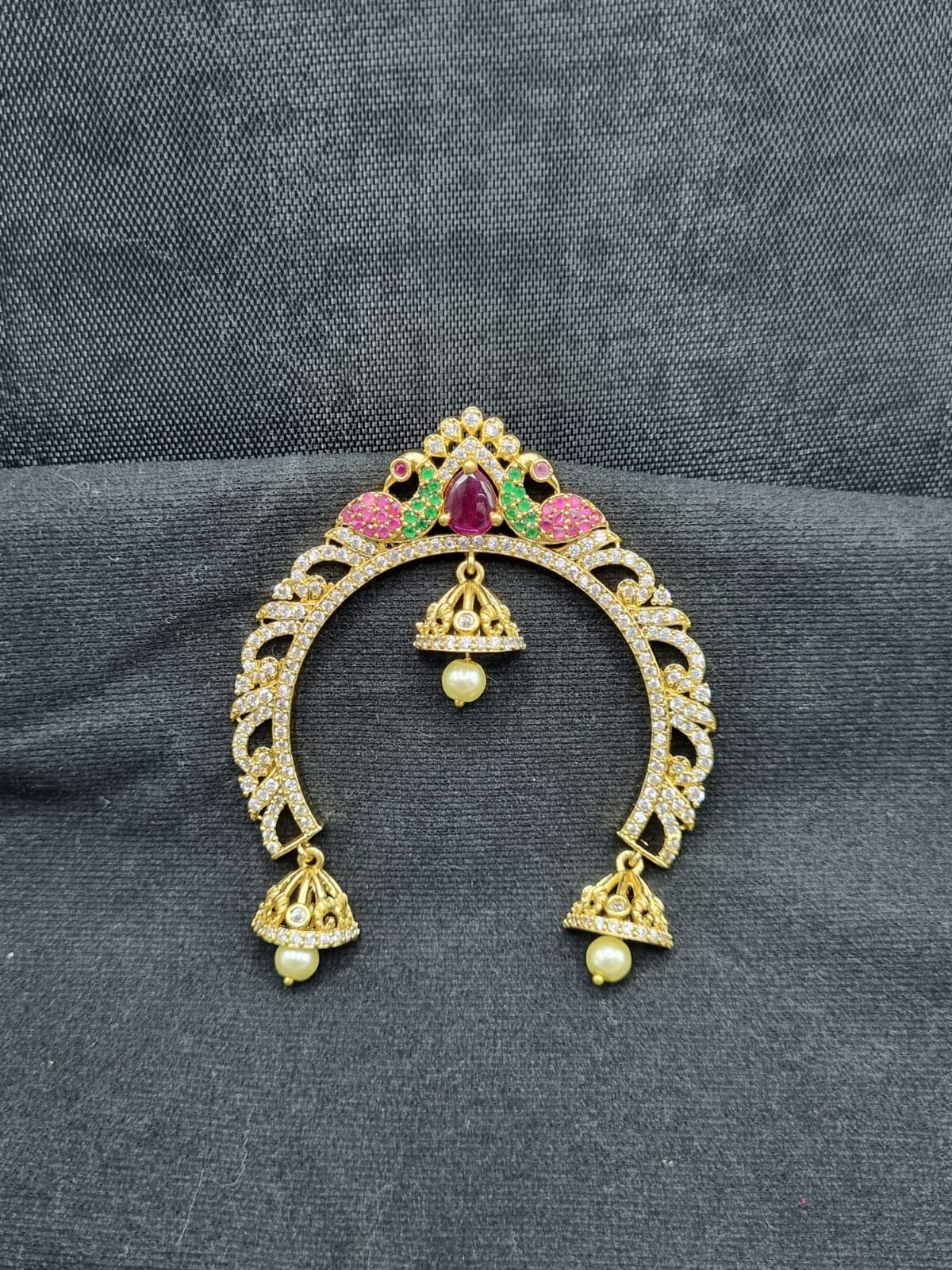 Temple Ruby & Emerald Peacock Hair Brooch