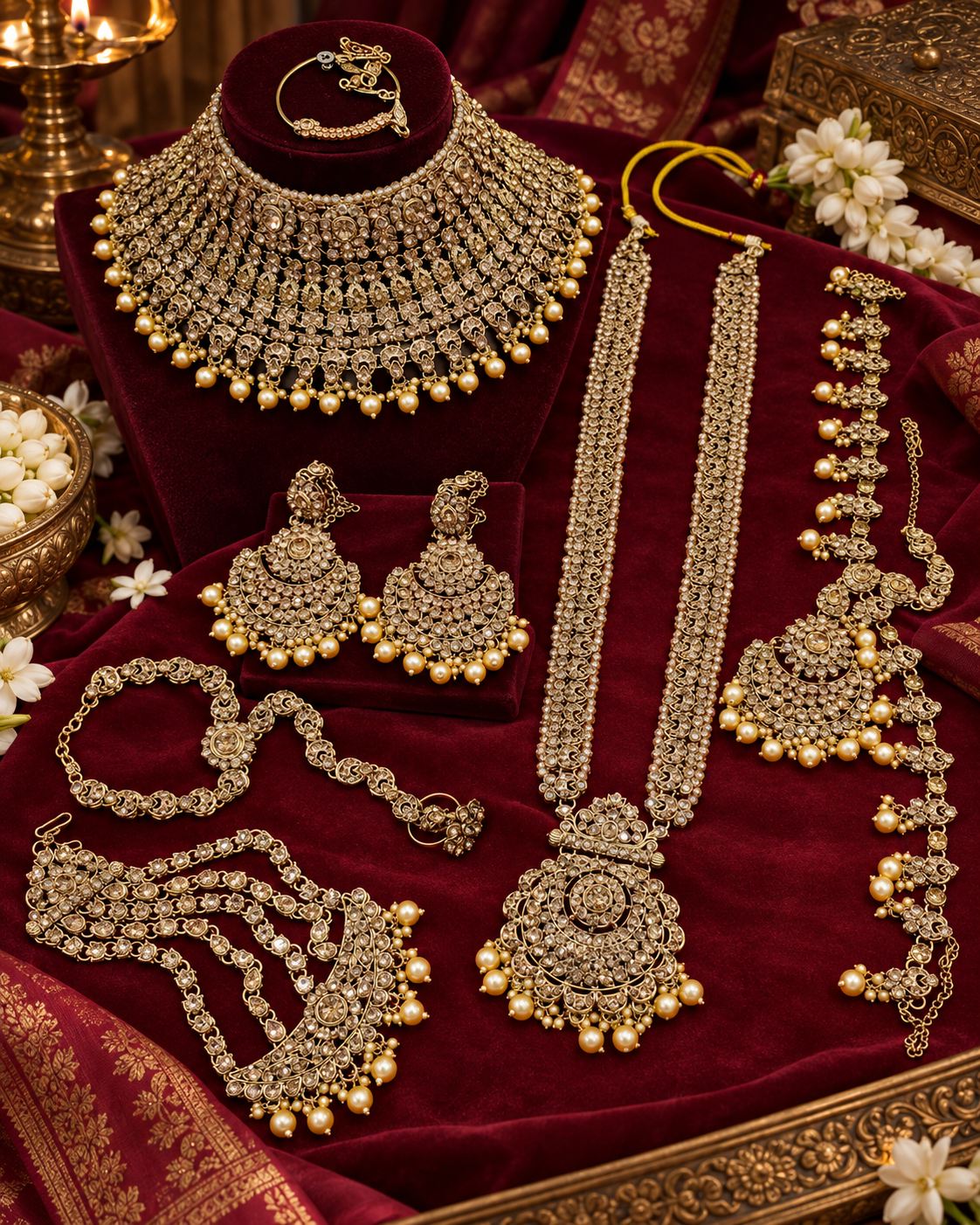 Elegant White & Silver Crystal Empress Bridal Set