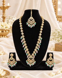 Blush Petal Long Bridal Necklace Set