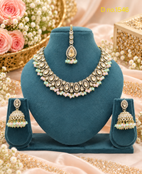 Teardrop Choker Necklace Set with Jhumkas & Maang Tikka