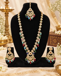 Blush Petal Long Bridal Necklace Set