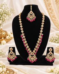 Blush Petal Long Bridal Necklace Set