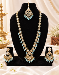 Blush Petal Long Bridal Necklace Set