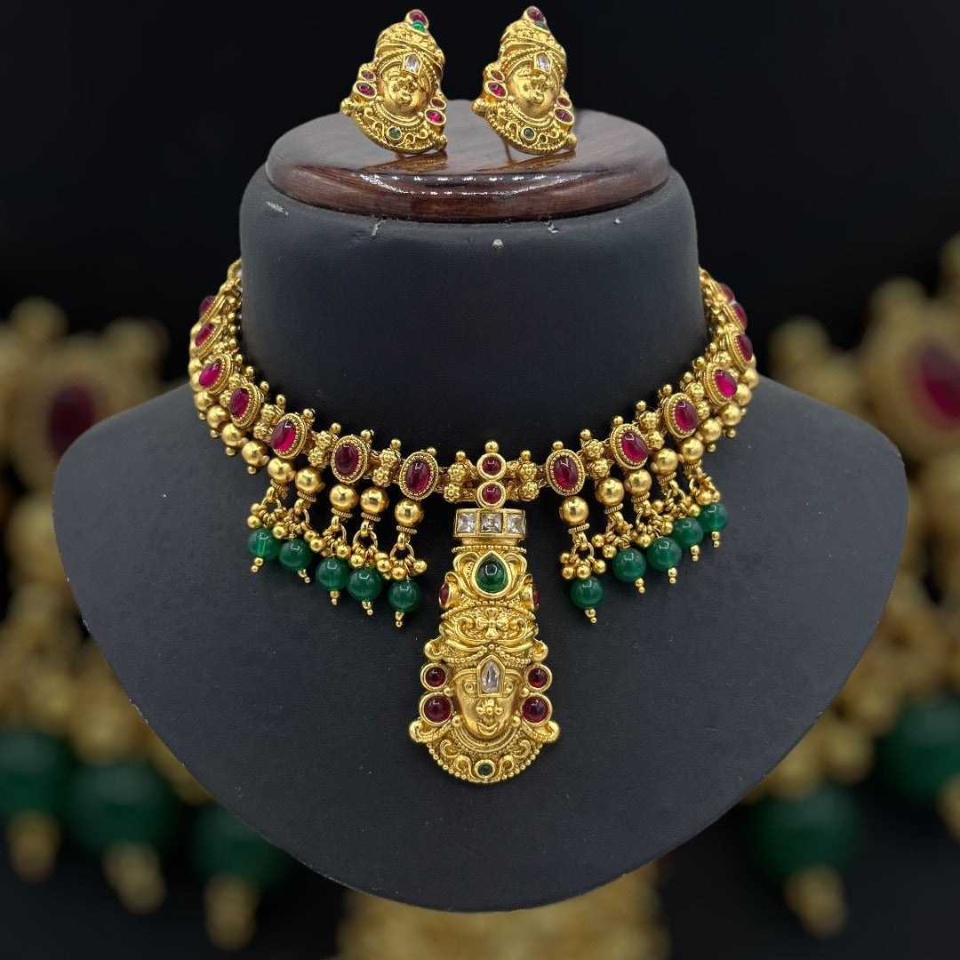 Traditional Copper Balaji Temple Choker Set