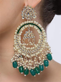 Statement Chandbali Earrings with Pearl & Bead Drops – Traditional Bridal Jewellery